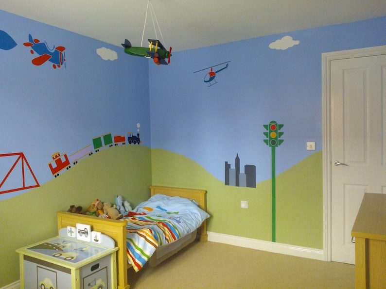 Transportation Wall Mural Stencil Kit for Baby Boys Room Etsy