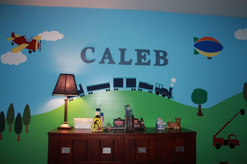 Transportation Wall Mural Stencil Kit for Baby Boys Room Etsy