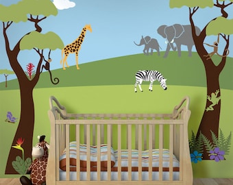 Jungle Wall Mural Stencil Kit for Baby Nursery Wall Mural (stl1001)