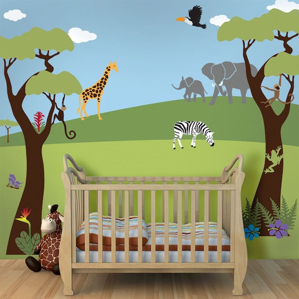 Jungle Wall Mural Stencil Kit for Baby Nursery Wall Mural (stl1001)