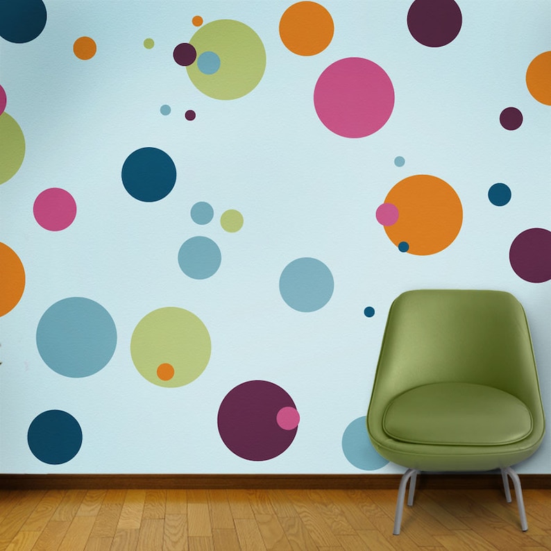 Polka Dot Wall Mural Stencil Kit for Girls or Baby Room stl1015 image 1