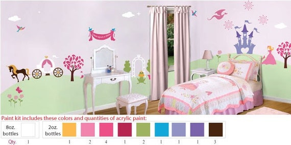 Acrylic Stencil Paints For Princess Baby Girls Room
