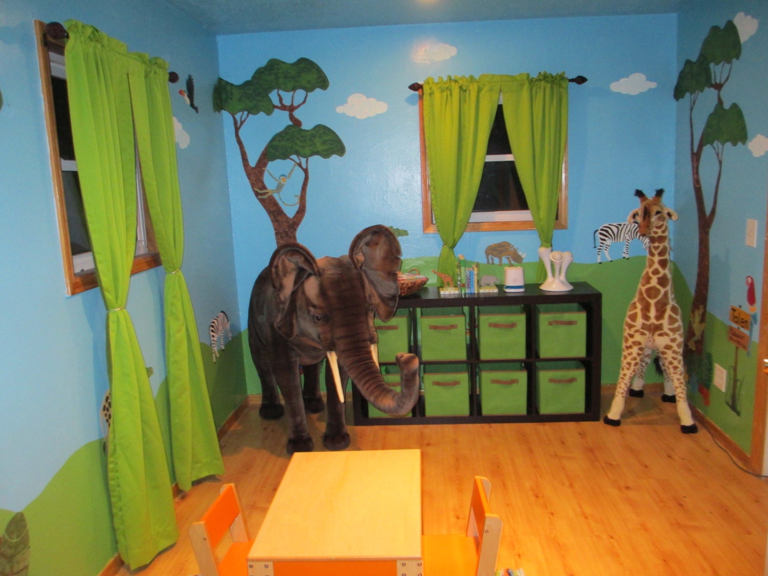 Jungle Wall Mural Stencil Kit for Baby Nursery Wall Mural Etsy UK