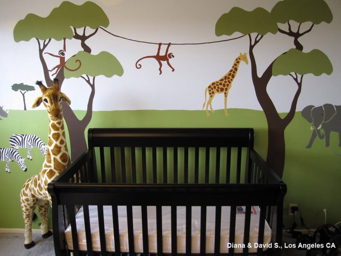 Jungle Wall Mural Stencil Kit for Baby Nursery Wall Mural Etsy