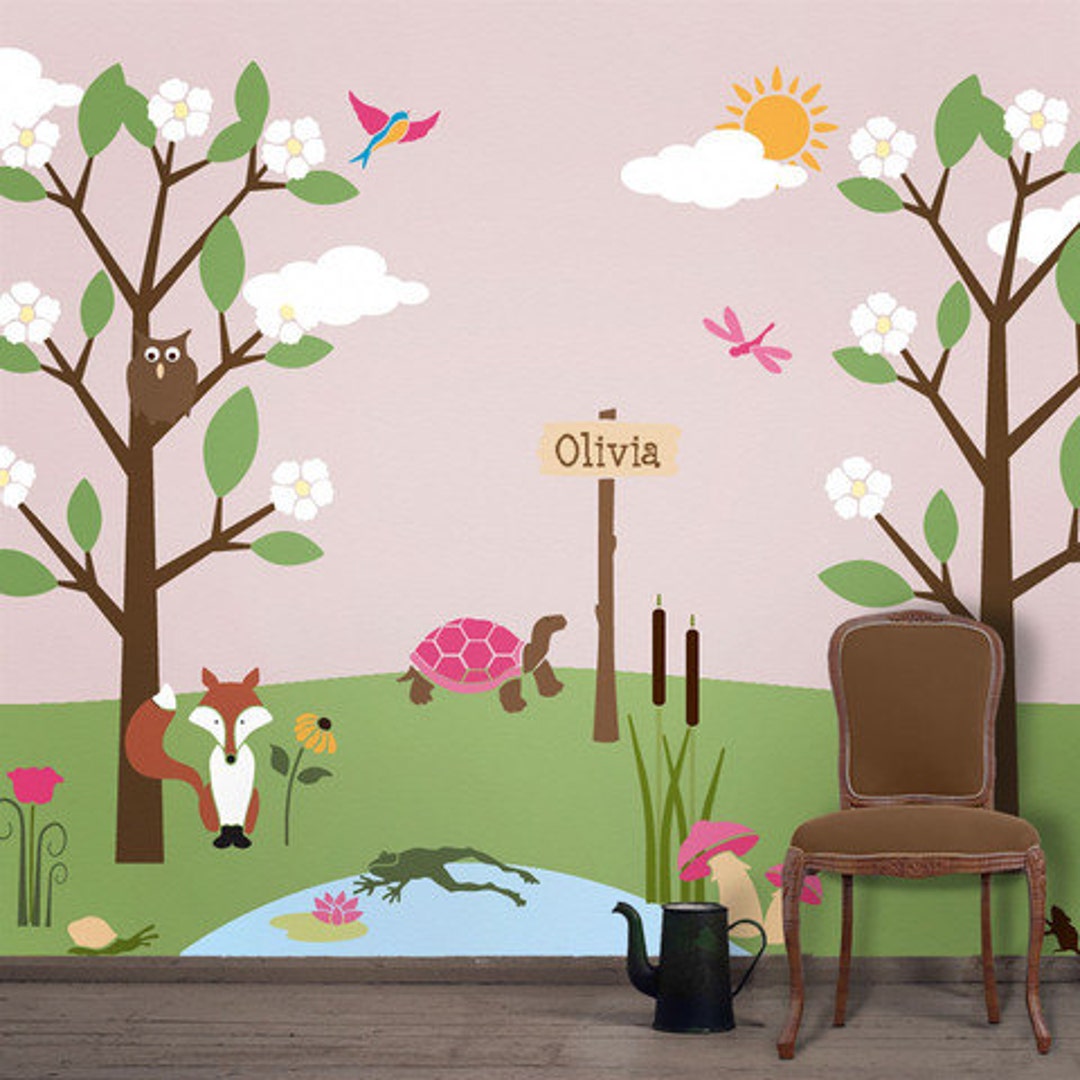 Forest Wall Mural Stencil Kit for Kids Room Baby Nursery stl1009 Etsy