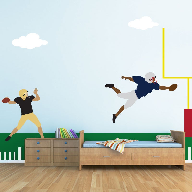stl1017 Football Wall Mural Stencil Kit for Boys Sports Room Wall
