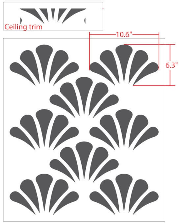 Scallop Shell Pattern Wall Stencil For Allover Wall Decor Etsy 日本