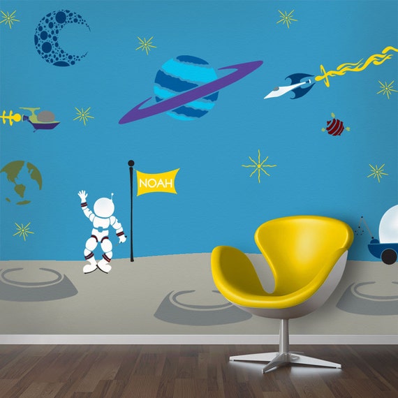 Outer Space Wall Mural Sketch for Child's Room