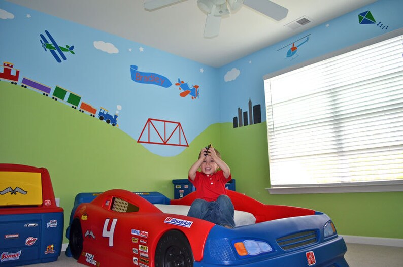 Transportation Wall Mural Stencil Kit for Baby Boys Room Etsy