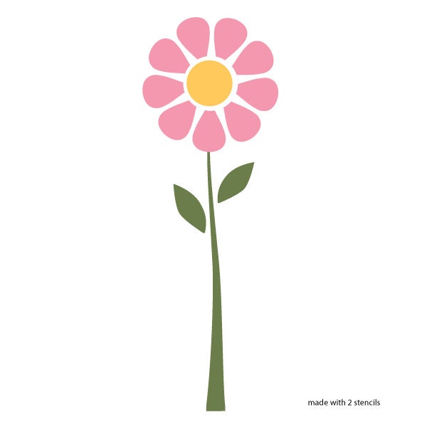 daisy flower stencil for girl or baby room wall mural etsy ireland