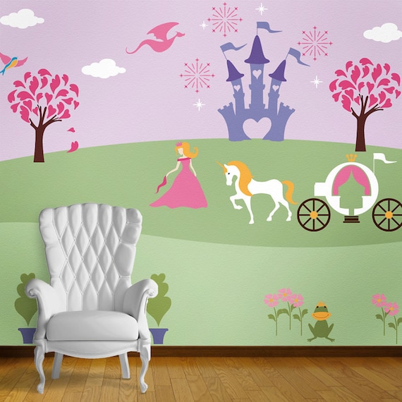 Princess Wall Mural Stencil Kit For Baby Girls Room Stl1007