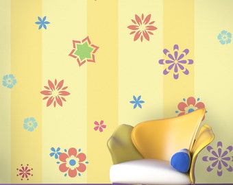 Flower Wall Mural Stencil Kit Kids Room or Baby Nursery (stl1016)