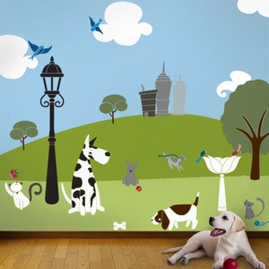 Cat and Dog Wall Mural Stencil Kit for Kids or Baby Room stl1010 image 1