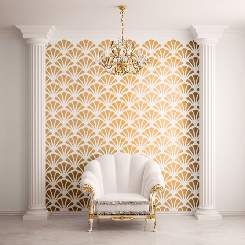 Scallop Shell Pattern Wall Stencil For Allover Decor Stl0010
