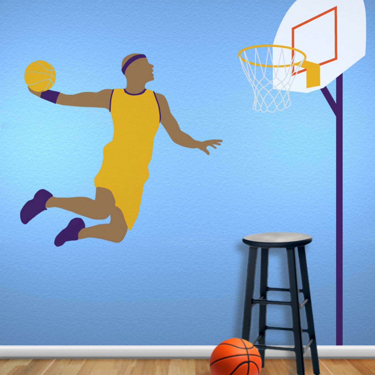 Basketball Wall Mural Stencil Kit for Boys Sports Room Etsy