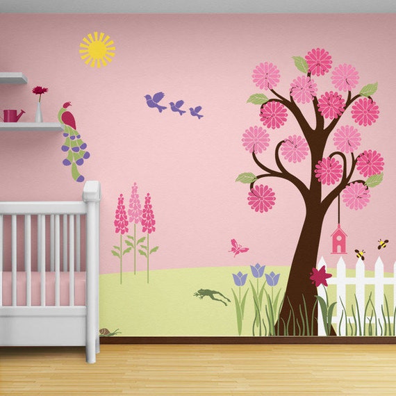 Butterfly Stencil Painting Kids or Baby Room Wall Mural sku130 istencil Etsy Canada