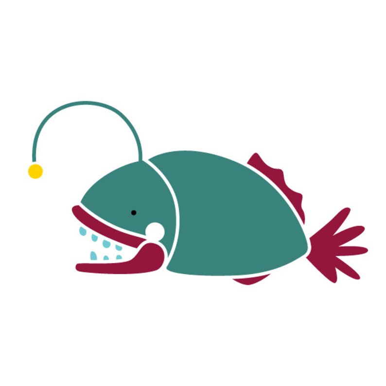 Angler Fish Wall Stencil For Painting Kids Or Baby Room Mural Sku247 Istencil