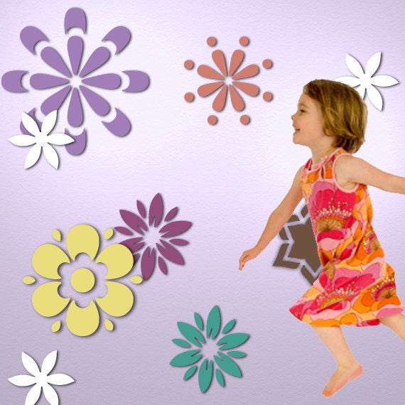 Flower Wall Stencil Kit For Girls Room Or Baby Nursery Stl1016