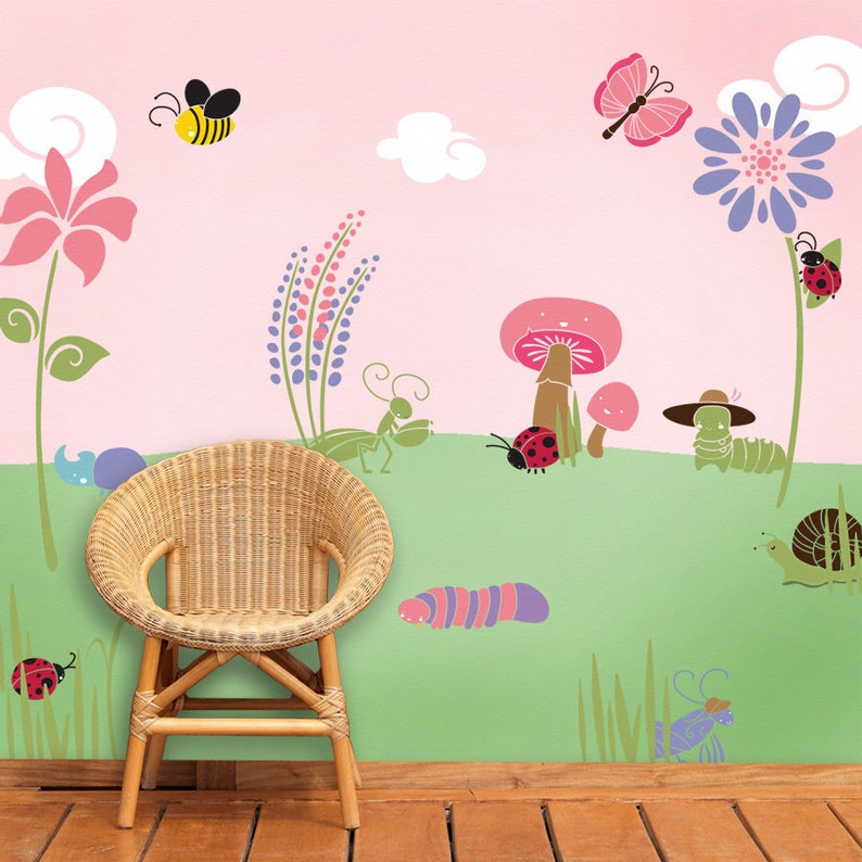 Flower Stencil for Painting Girls Room Wall Mural SKU106-istencil image 3