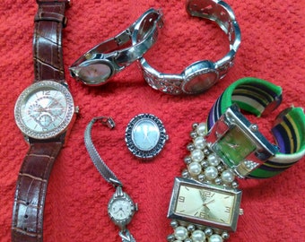 Lot of 7 vintage women  wrist watches steampunk repurpose design parts repair industrial #vintagewatches