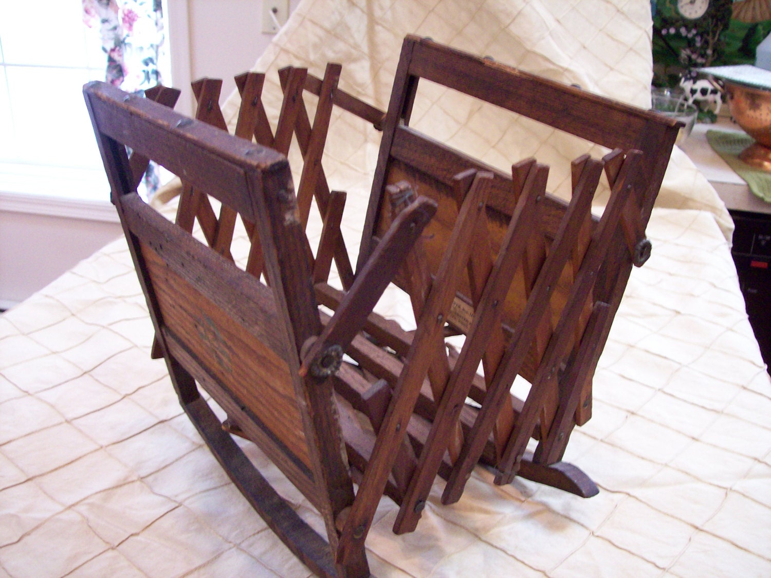 Antique rare baby folding crib wooden 1800's C. A. Fenner Etsy