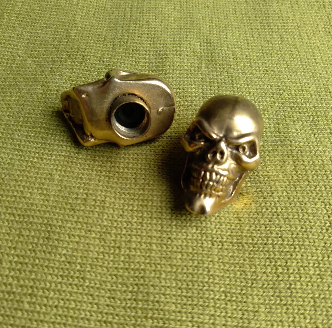 Vintage 2 Skull Air Valve Covers Tire Valve Brass Pair Air Cap Etsy