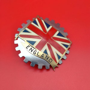 Vintage car badge emblem 1960&#39;s restoration auto Union Jack ENGLAND #carclubbadge #unionjack