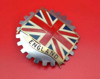 Vintage car badge emblem 1960's restoration auto Union Jack ENGLAND #carclubbadge #unionjack