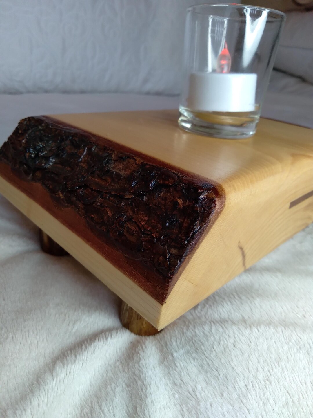 Handmade Wooden Live Edge Rustic Table Shelf Riser With Feet liveedge ...