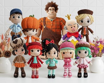 Wreck It Ralph Crochet Doll, Ralph & Vanellope Amigurumi Doll, Sugar Rush Racers Doll Set, Handmade Disney Characters Doll, Kids Doll Gifts