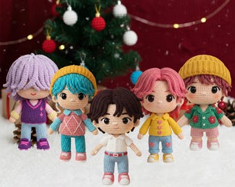 Kpop Boy Group Crochet Doll, Fictional Kpop Boys Amigirumi, Kpop Demon Crochet Doll Set, Demon Boys Crochet Doll, Kpop Movie Inspired Doll