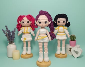 Kpop Demon Girls Crochet Doll, K-pop Inspired Amigurumi Dolls, Idol Hunters Rumi Mira Zoey Amigurumi, Demon Hunters Dolls, Christmas Gift