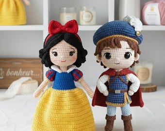 Snow White Crochet Doll, Snow White & Florian Prince Doll, 7 Dwarfs Amigurumi Doll, Crochet Evil Queen Amigurimi, Snow White n Seven Dwarfs