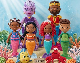 Disney Jr Ariel Crochet Doll, Little Mermaid Amigurumi, Personalized Mermaid Princess Toy, Underwater Nursery Decor, Handmade Ariel Plushie