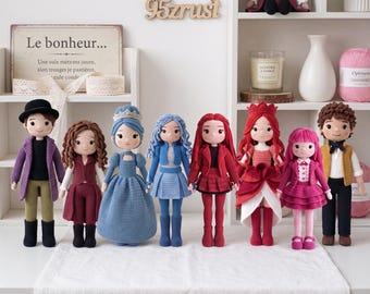 Descendants Wicked Wonderland Crochet Doll Set, Disney Amigurumi Figures, Mal and Evie Wonderland Plushies, Descendants Disney Cartoon Dolls