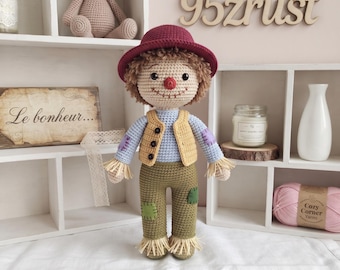 Scarecrow Crochet Dolls, Handmade Autumn Harvest Amigurumi, Cute Fall Season Plushies, Thanksgiving Amigurumi Gifts, Soft Yarn Keepsake