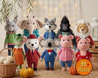 Buster Moon Crochet Doll, Music Movie Amigurumi Figures, Stuffed Character Plushies, Handmade Crochet Animal Dolls, Handmade Fiber Art