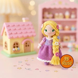 Rapunzel Princess Crochet Doll, Tangled Characters Doll Set, Mother Gothel Crochet Plush, Rapunzel and Flynn Rider Amigurumi Set, Pascal Toy Rapunzel 1