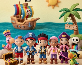 Jake the Neverland Pirates Crochet Doll, Pirate Boy Amigurumi, Neverland Adventure Toy, Pirate Captain Plushie, Handmade Crochet Pirate Doll
