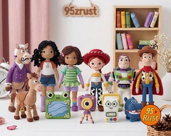Toy Story 5 Crochet Doll, Jessie Woody and Buzz Plushies, Disney Pixar Amigurumi Doll, Handmade Sheriff and Cowgirl Doll, Toy Story Gift