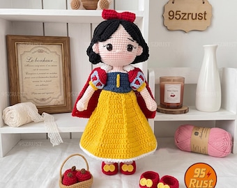 Snow White Princess Crochet Doll, Handmade Princess Doll, Disney Movie Amigurumi Doll, Fairytale Gift for Girls, Chridtmas Kids Gift