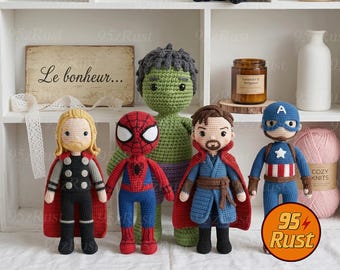 Marvel Avenger Crochet Doll Set, Superhero Movie Amigurumi Figures, Disney Marvel Character Plushies, Amigurumi Art Doll, Handmade Fiber Art