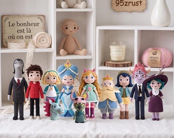 Star vs the Forces of Evil Crochet Doll, Handmade Disney Amigurumi Figures, Star Butterfly and Marco Diaz Plushies, Disney Cartoon Dolls