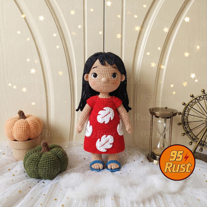 Stitch and Lilo Crochet Doll Set, Disney Movie Amigurumi Figures, Stuffed Alien Plush Toy, Unique Amigurumi Gift, Soft Crochet Plush Lilo