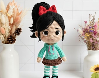 Handmade Vanellope Crochet Doll, Vanellope Wreck It Ralph Amigurumi, Wreck It Ralph Characters Doll Plush, Disney Vanellope Princess Doll