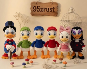 DuckTales Crochet Doll, Scrooge McDuck Amigurumi, Huey Dewey Louie Plush, Donald Duck Inspired Toy, Classic Cartoon Crochet, DuckTales Gift