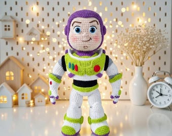 Handmade Buzz Lightyear Crochet Doll, Toy Story Buzz Lightyear Amigurumi, Handmade Crochet Space Ranger Doll, Handmade Crochet Toy Gift