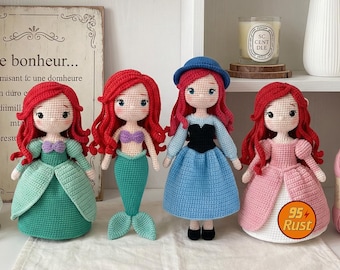 Ariel Princess Crochet Doll, Disney Little Mermaid Amigurumi, Movie Character Plushie, Amigurumi Art Doll, Handmade Fiber Art
