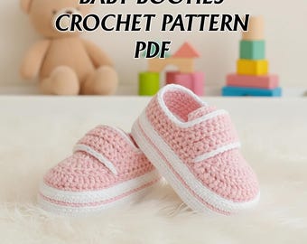 Crochet Baby Shoes Pattern PDF, Crochet Baby Booties Pattern, nisex Baby Booties in 4 Sizes, DIY Baby Booties Tutorial,Newborn Boots Pattern