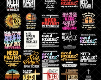 Paquete PNG "Necesito oración, toca mi hombro", descarga digital de cita de fe cristiana "Querida persona detrás de mí", sublimación religiosa de versículos bíblicos